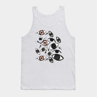 Ink Blots and Eyeballs: Hand Painted Halloween Pattern in Black Ink Tank Top